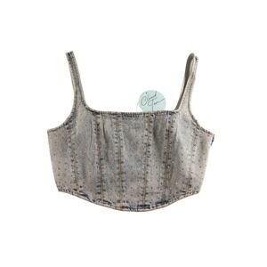 Crop top corset style denim studded Nashville party